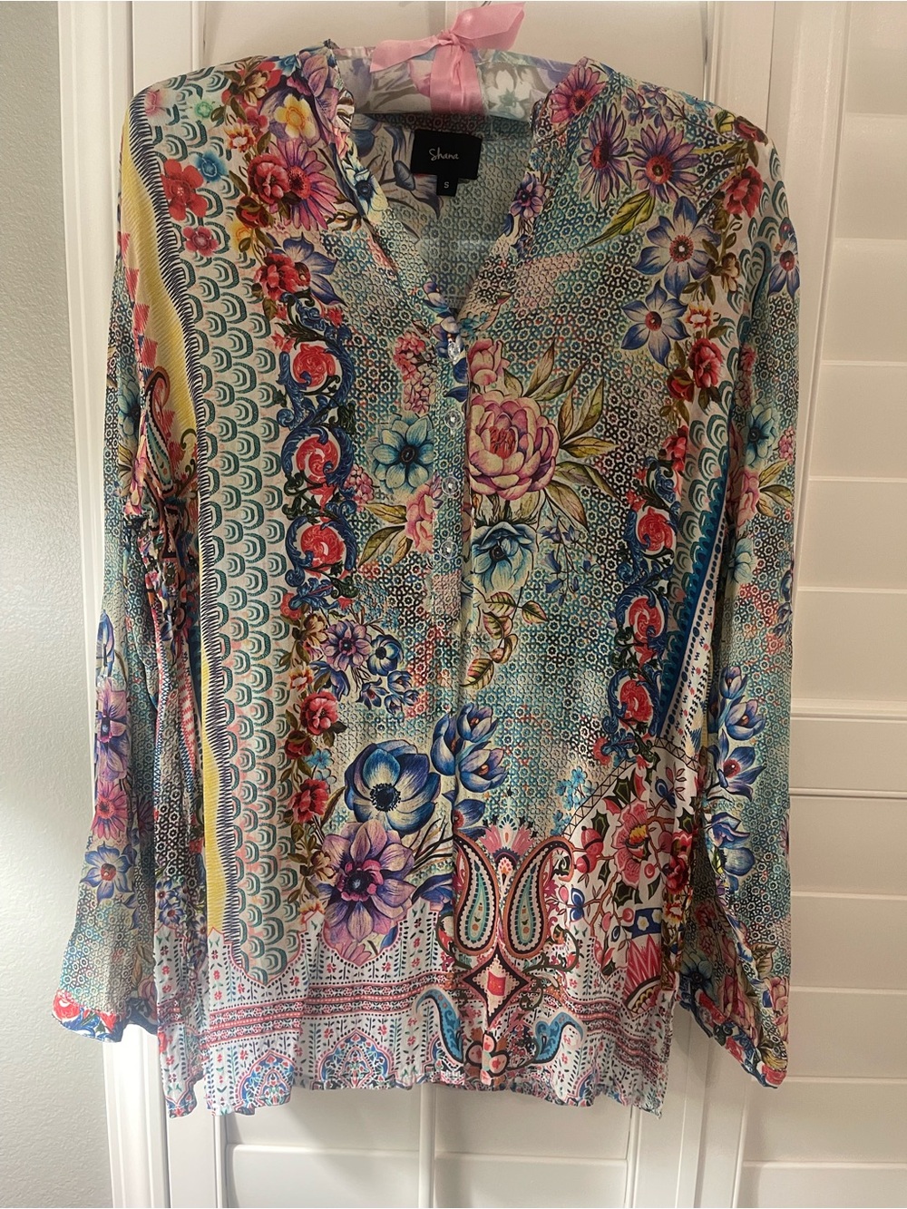 Shana Multicolor Floral V-Neck Tunic with Mixed Prints